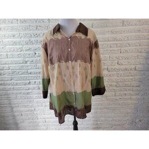 Quizz Bazaar Womens Top 22W 3/4 Sleeve Watercolor with Green Camisole WAT16E